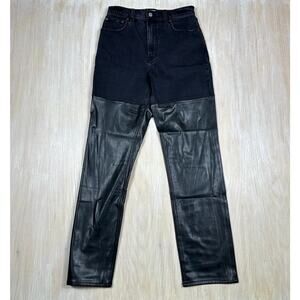 Abercrombie & Fitch 90s Straight Ultra High Rise Faux Leather Panel Jeans 27